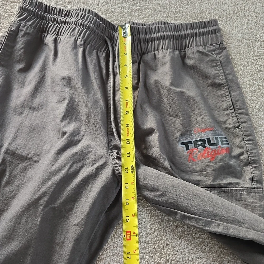 True Religion Ripstop Jogger Granite Grey Cargo Pockets Men's Pants Size XL NWT